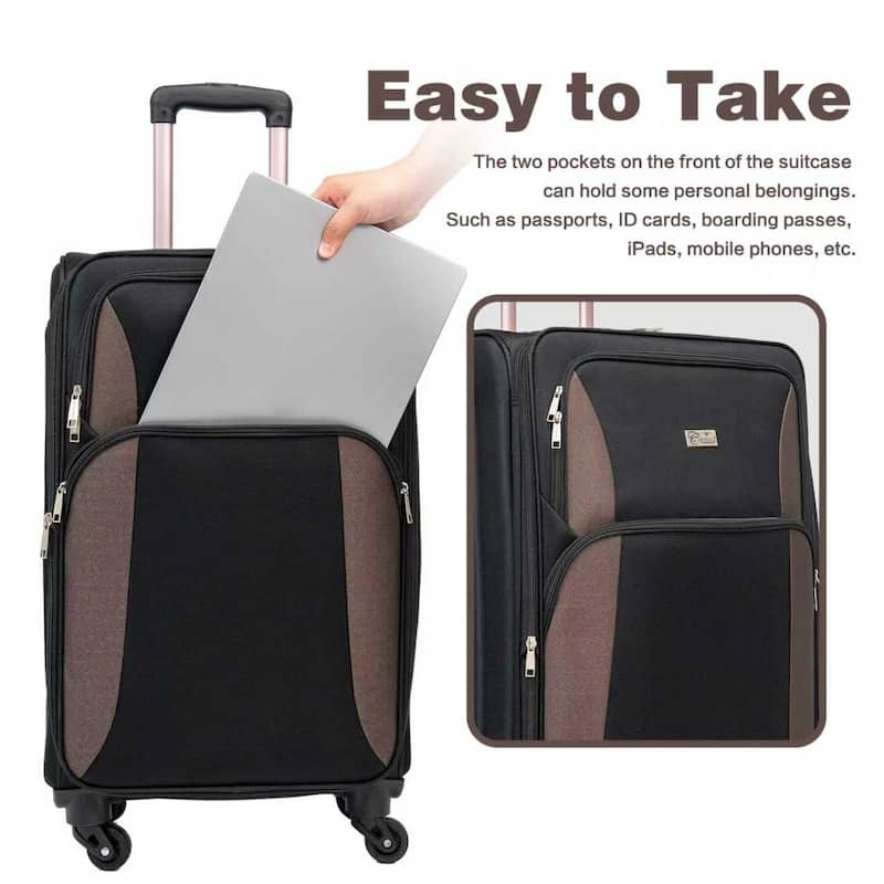 SoftshellLuggage Expandable 4 Piece Set Suitcase Softside Lightweight Luggage Travel Set