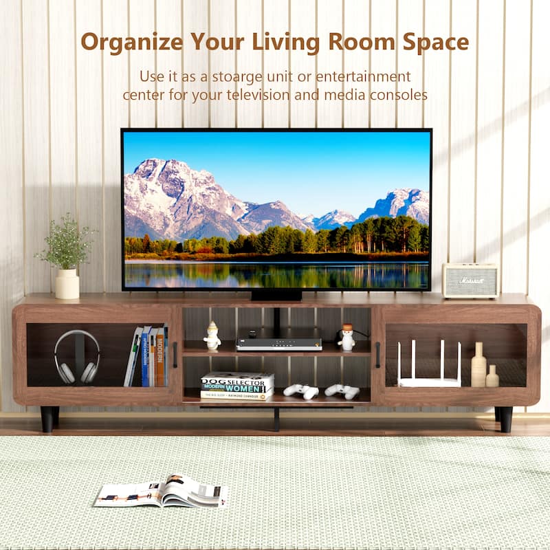 TV Stand Entertainment Center with Power Outlets - Walnut