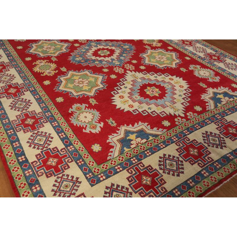 Red Kazak Oriental Area Rug Hand-Knotted Traditional Wool Carpet - 8'3" x 11'6"