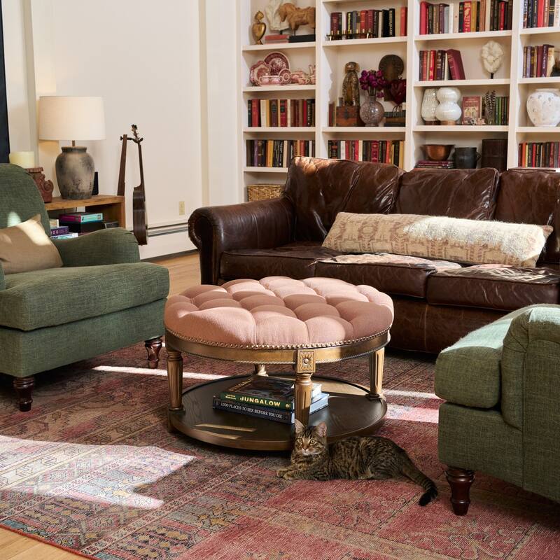 Maven Lane Mesa Round Upholstered Coffee Table