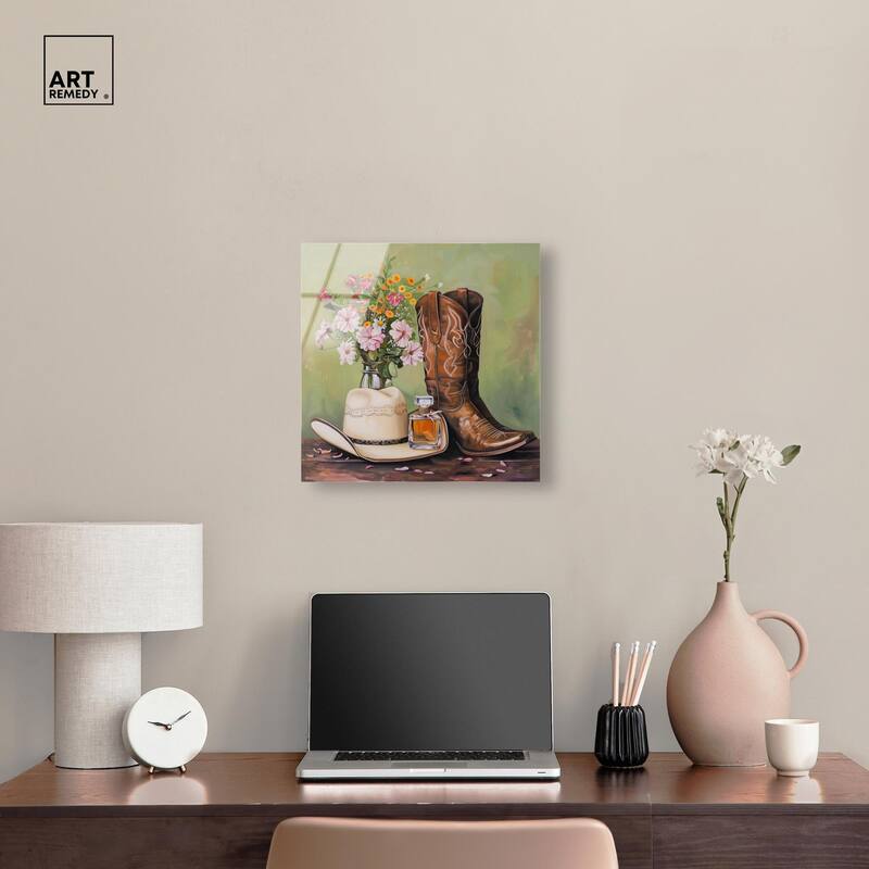 Spring Green Cowboy Necessities Acrylic by Art Remedy, Ready to Hang