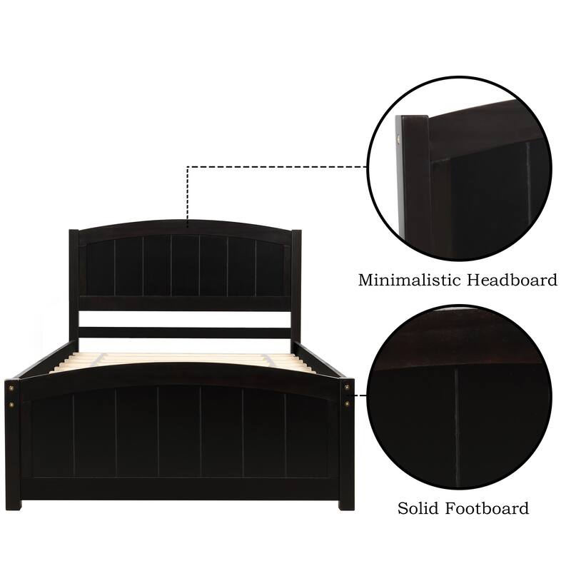 Wood Platform Bed with Headboard, Footboard