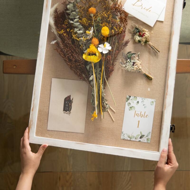 Solid Pine Shadow Display Case with Linen Liner