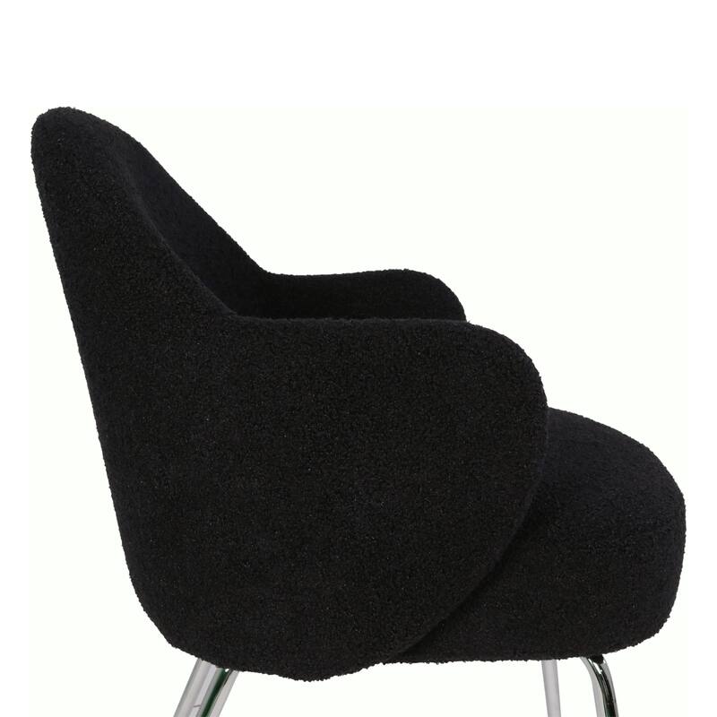Furnish Theory Nordic Comfort Dining Armchair Arm Chair w/ Various Boucle Fabric Upholstery Covers & Steel Leg Finishes