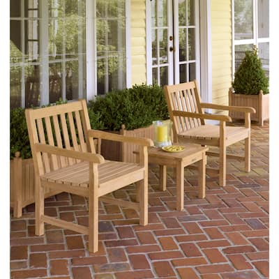 Oxford Garden Classic 3-Piece End Table and Chair Set - Teak