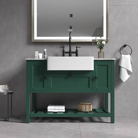 48" Freestanding Solid Wood Farmhouse Single Bathroom Vanity Set