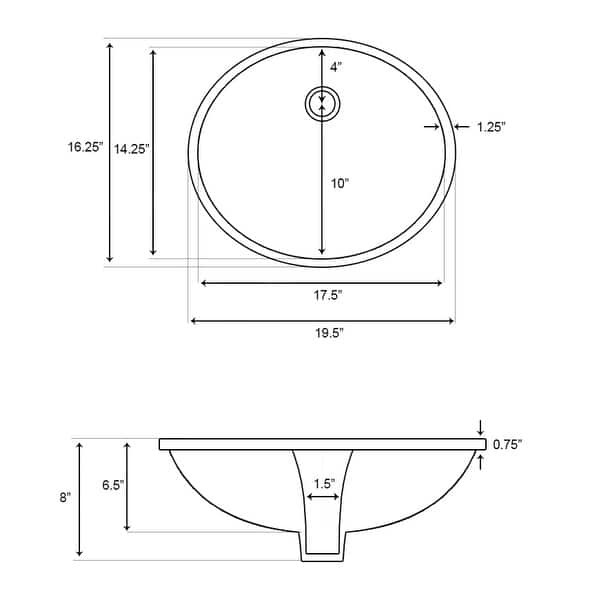 19.5in. W CUPC Oval Undermount Sink Set In Biscuit Chrome Hardware