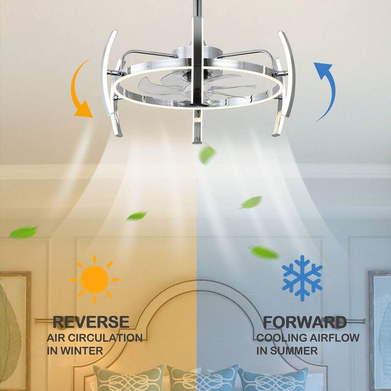 Cusp Barn 24-Inch Dimmable LED 6-DIY Shape Smart Ceiling Fan With Light, 6-Speed Reversible Ceiling Fan Light With Remote