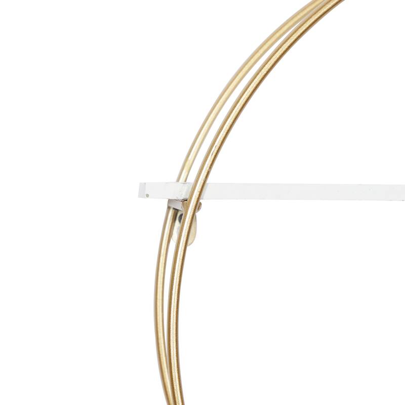 Metal Overlapping Circle 5 Level Geometric Wall Shelf with Wood Accents - Gold or Black