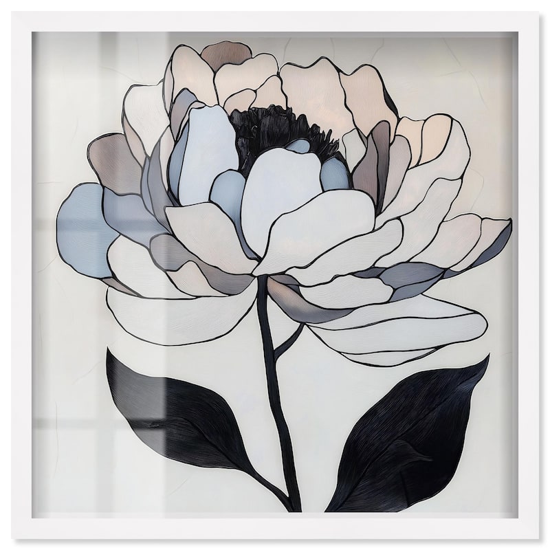 Gray Scale Flower II Shadowbox by Art Remedy - White - 24" x 24"