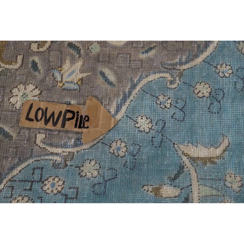 Light Blue Medallion Tabriz Persian Area Rug Hand-Knotted Wool Carpet - 9'10"x 12'10"