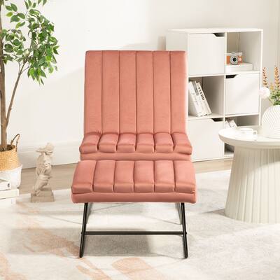 Velvet Lounge Chair with Ottoman, 180-Degree Recline, Adjustable Back
