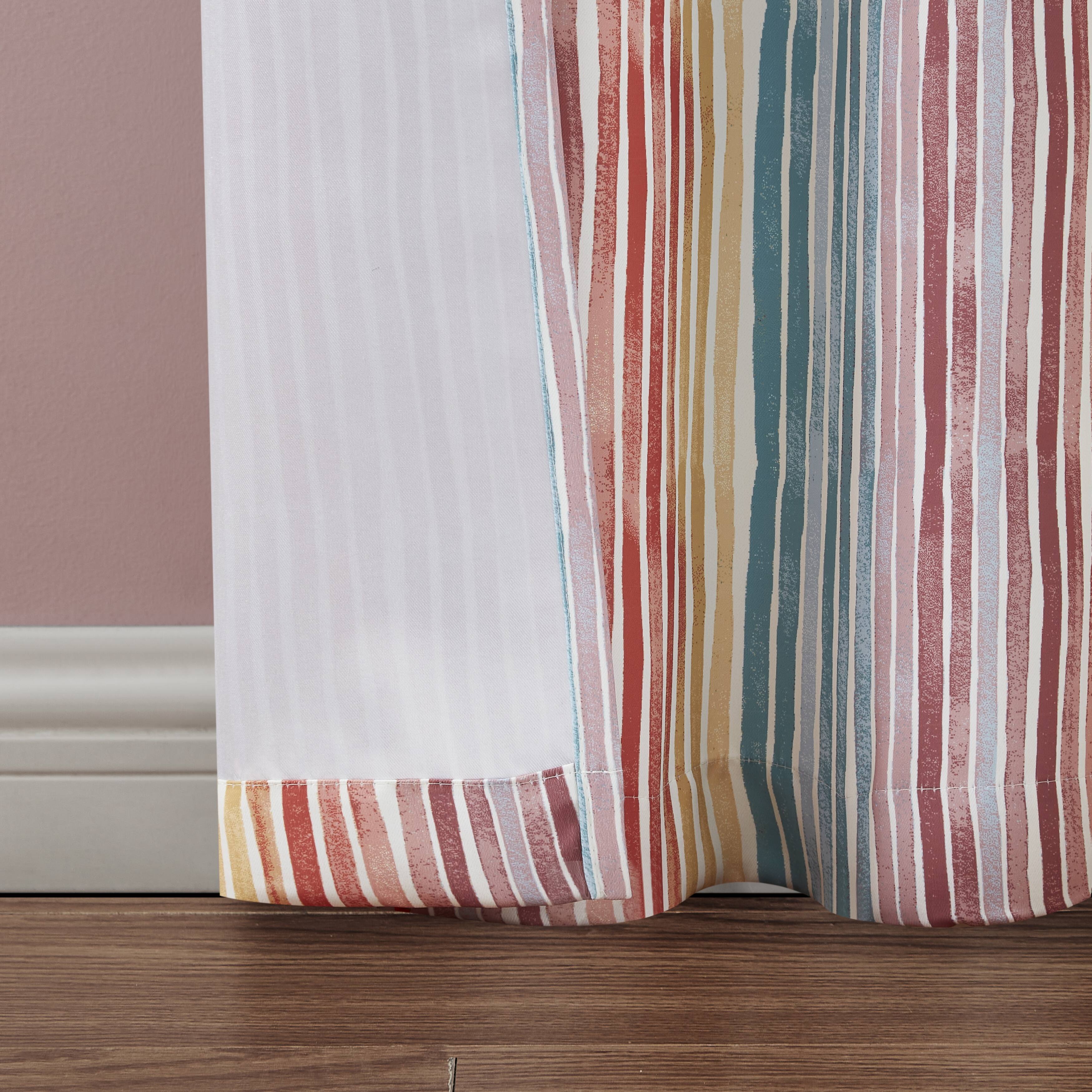 Hopscotch Gabbie Watercolor Stripe Room Darkening Curtain Panel Pair