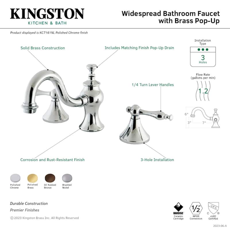 Kingston Brass Victorian Nuovo Lever Widespread Bathroom Faucet