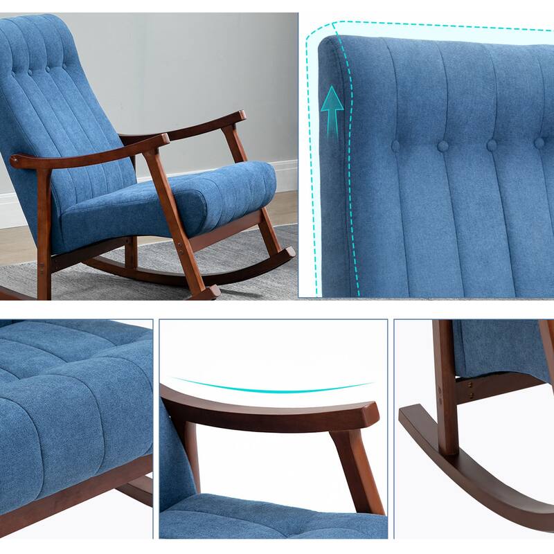 AVAWING Upholstered Rocking Chair Modern High Back Armchair