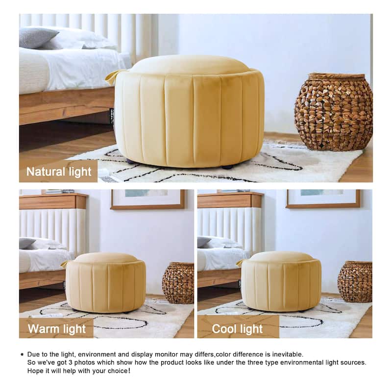 29" Modern Velvet Round Storage Ottoman