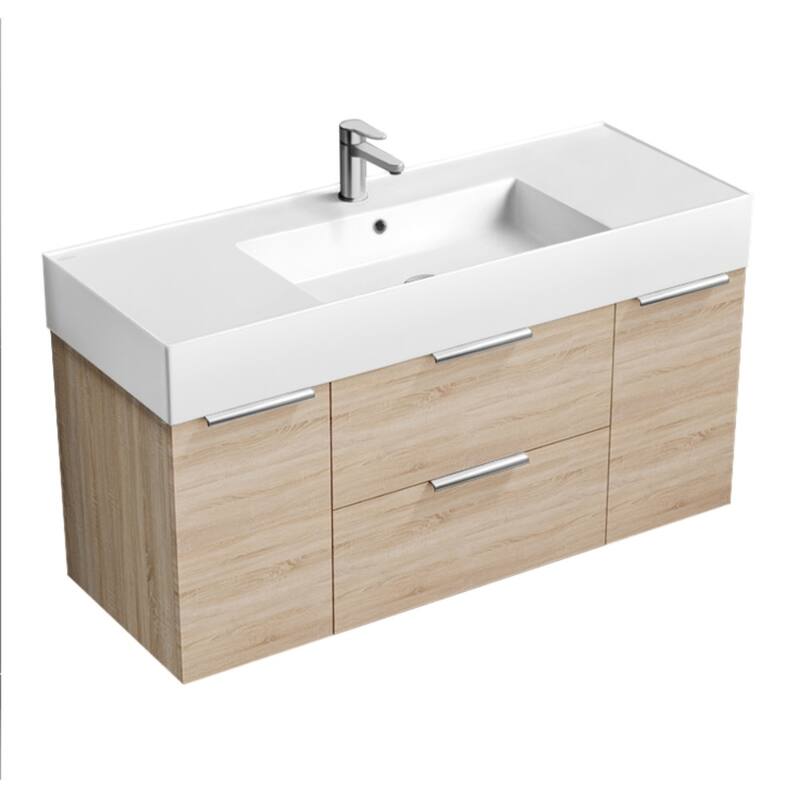 Nameeks Derin-4818-W-C Derin 48" Wall Mounted Single Basin Vanity Set - Brown Oak / Chrome