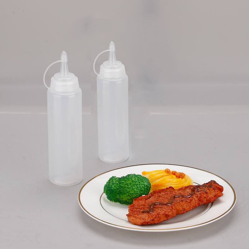 Kitchen PE Squeeze Bottles Vinegar Barbecue Condiment Dispenser 2pcs - White - 240ml/8oz+360ml/12oz