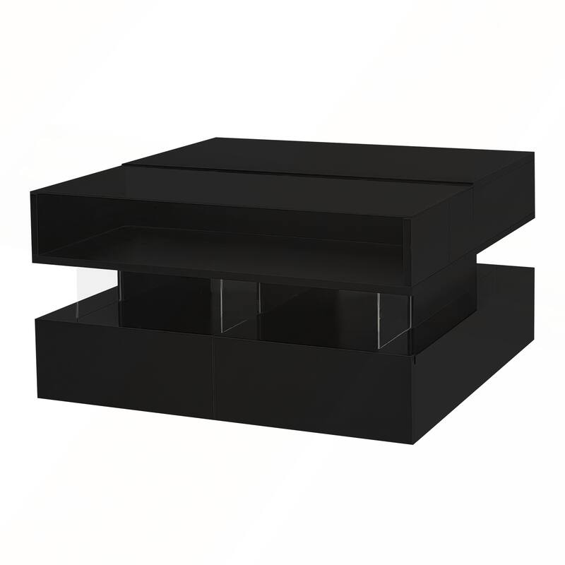 Modern Square Lift-Top Coffee Table with 2 Drawers