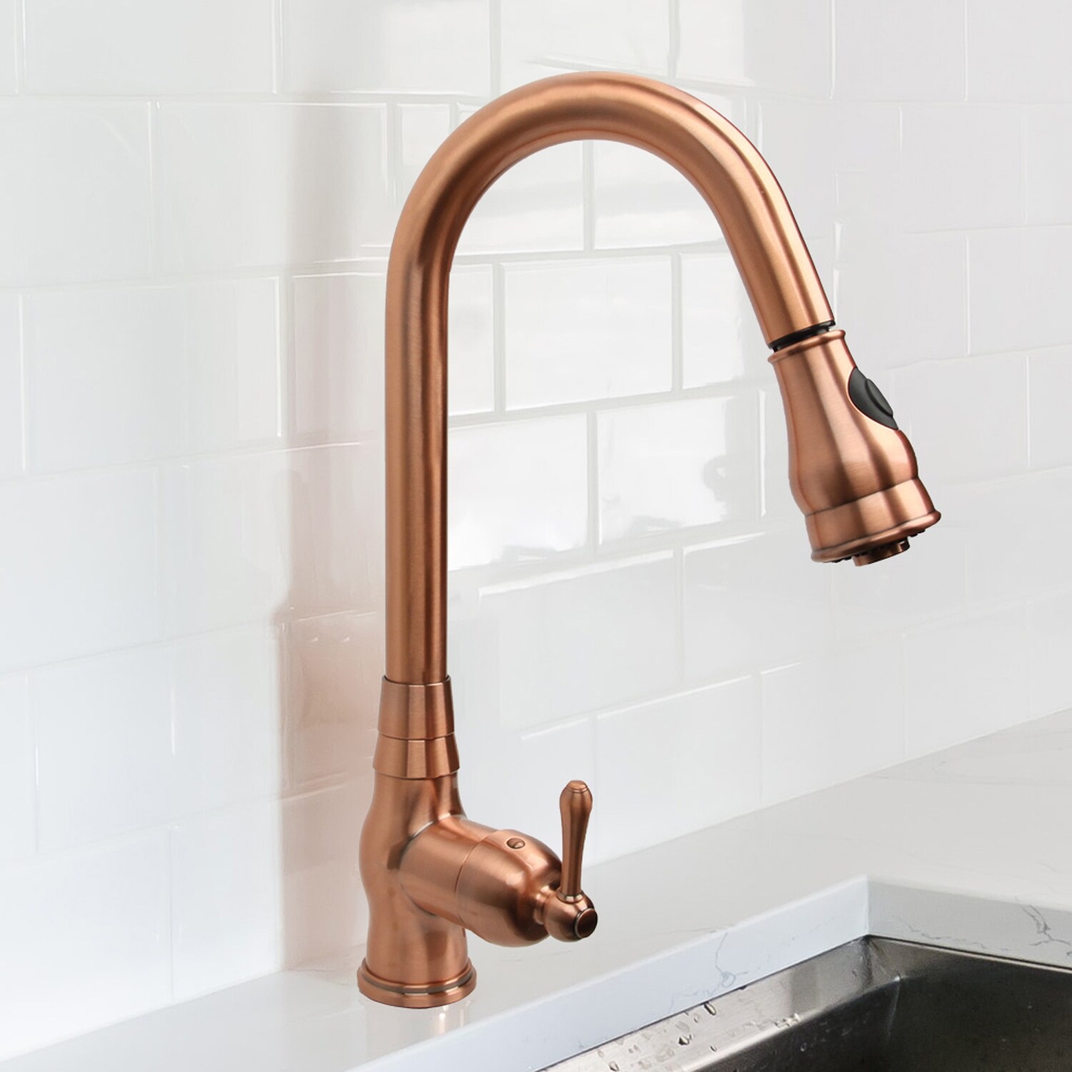 Copper Kitchen Faucet with Single Handle and Pull Down ...