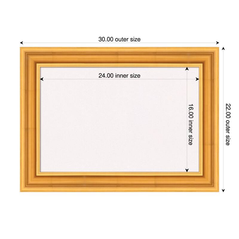 Sierra Gold Wood Framed Cork Board - Bulletin Board, Organization Board, Pin Board - White - 30 x 22 in