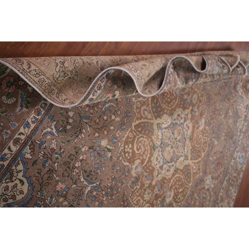 Oriental Tabriz Persian Vintage Area Rug Hand-Knotted Wool Carpet - 8'7"x 11'5"