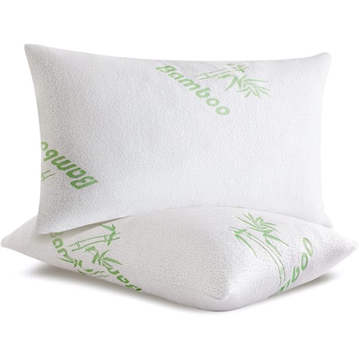 King Size Soft Plush Bamboo Memory Foam Support Pillow (Set Of 2) - White