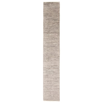 ECARPETGALLERY Hand-knotted Silk Shadow Grey Viscose, Wool Rug - 2'0 x 12'2