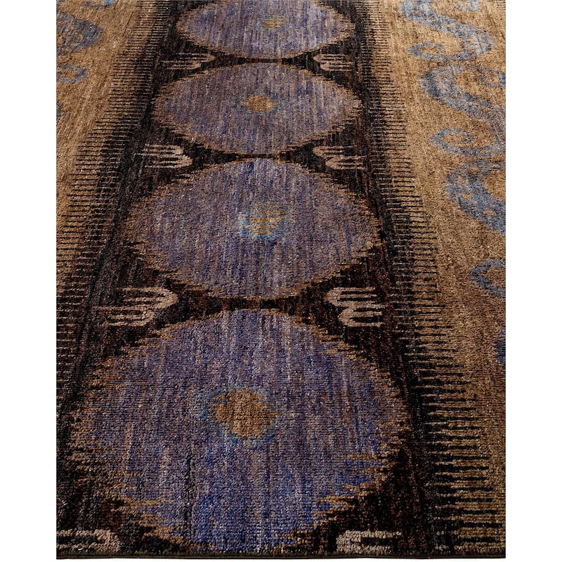 Overton Hand Knotted Wool Vintage Inspired Modern Contemporary Overdyed Black Area Rug - 6' 1" x 11' 9"