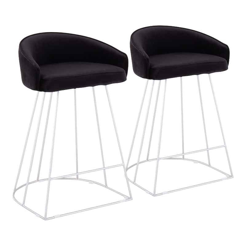 Silver Orchid Haid Velvet Upholstered Counter Stool (Set of 2)