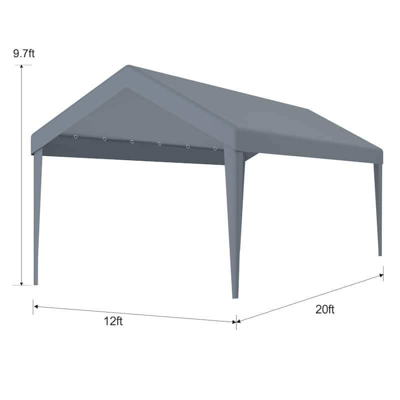 12 x 20ft Carport Replacement Canopy Cover, Waterproof & UV Protected Tarp with 76 Elastic Buckles Suit for Garage Shelter