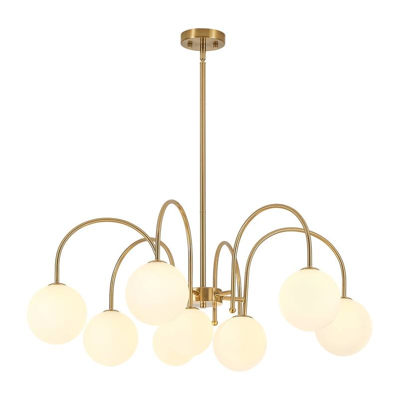 Mid-Century Tiered Frosted Glass Globe Round Sputnik Chandelier