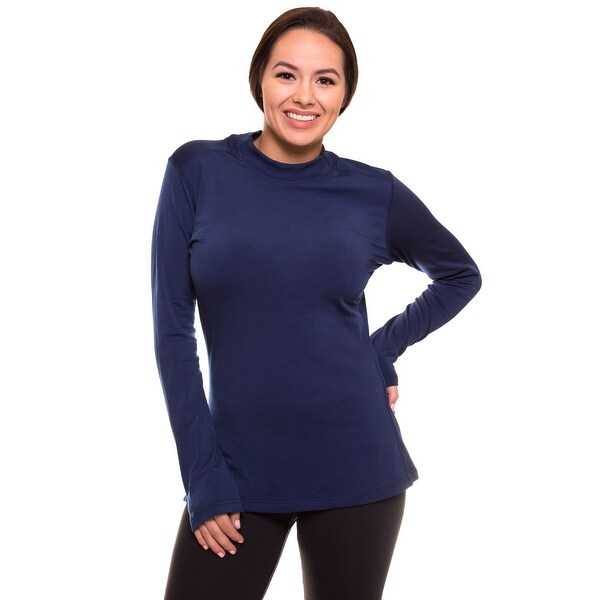 Download Shop Women's Fleece Thermal Mock Neck Full Sleeves Compression Shirt for Running Work - Free ...