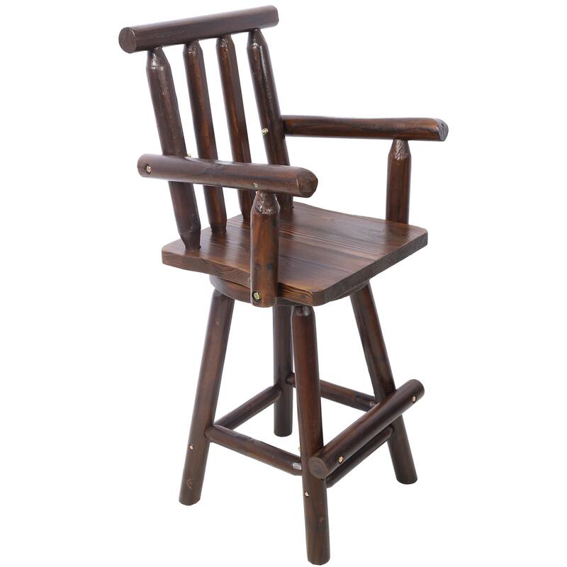 Rustic Bar Stool - Fir Wood Construction - Brown