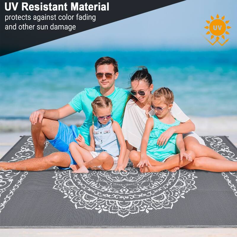 Outdoor Rug Reversible Patio Rug Plastic Straw Rug Waterproof Lightweight Rug