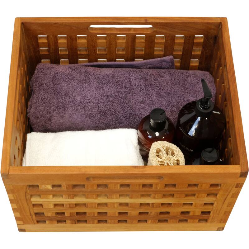 Grate Teak Storage Bin