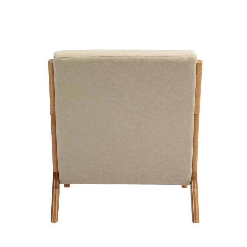 Mid Century Solid Wood Upholstered Accent Chair