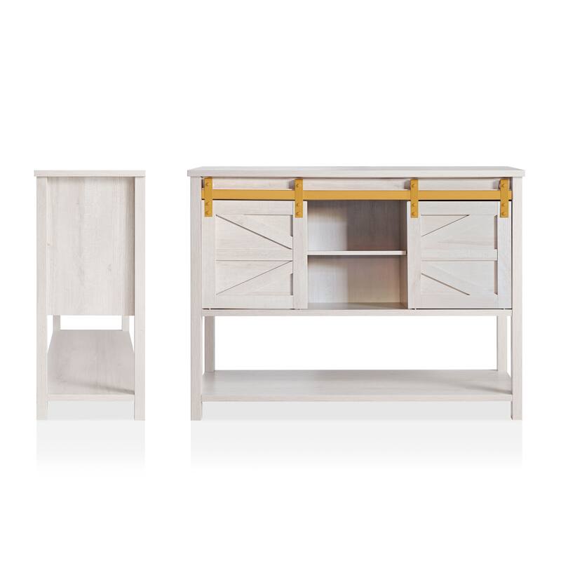 DH BASIC Modern Farmhouse White Oak 47" 4-shelf Buffet by Denhour