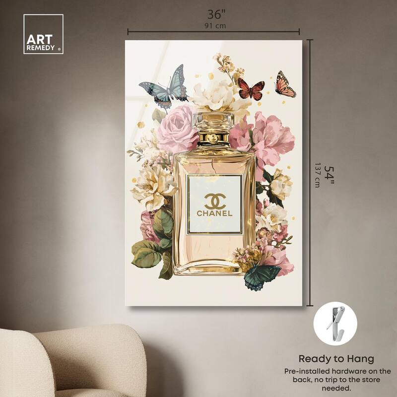 Glam Bloom Butterfly Perfume Acrylic by Art Remedy, Ready to Hang
