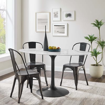 54" Oval Artificial Marble Dining Table