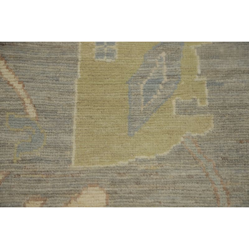 Vegetable Dye Wool Oushak Turkish Area Rug, Floral Geometric Carpet - 12' 0'' X 8' 10''