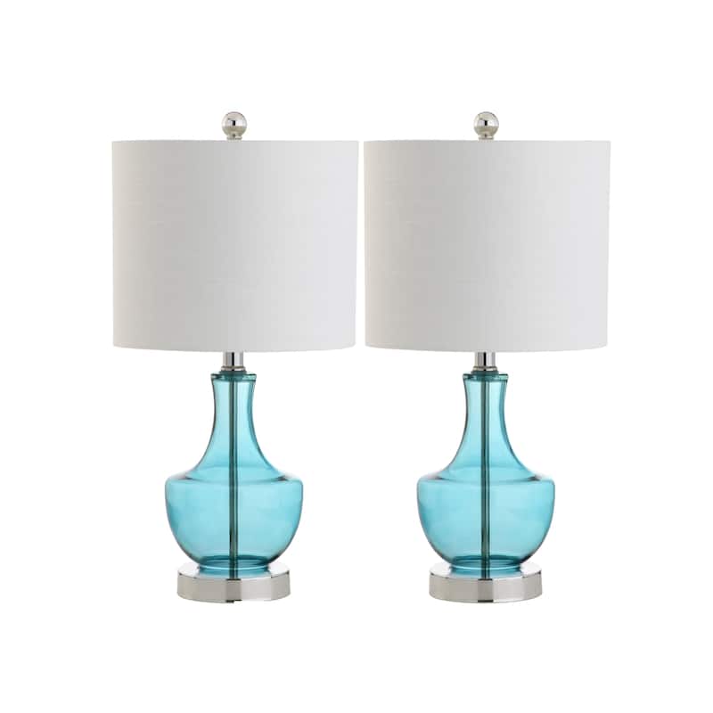 Colette 20" Mini Glass LED Table Lamp, Silver by JONATHAN Y