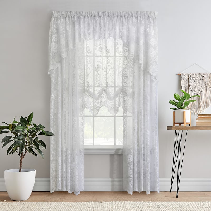 Limoges Embroidered Lace Rod Pocket Curtains Valances Swags and Tiers