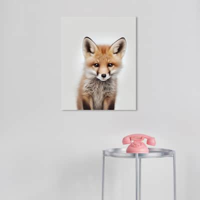 Wynwood Studio Canvas Animals Baby Animal Fox Brown and Modern & Contemporary Wall Art Canvas Print - Brown, White