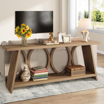 70.8 Inches Rustic Console Table with Storage Shelf for Entryway - 11.61" W x 70.8" L x 31.49"H