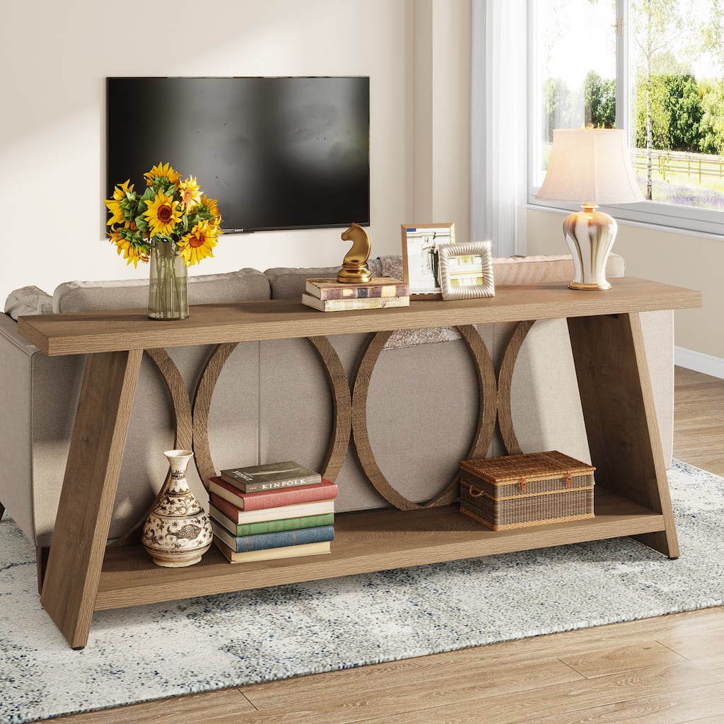 70.8 Inches Rustic Console Table with Storage Shelf for Entryway - 11.61" W x 70.8" L x 31.49"H