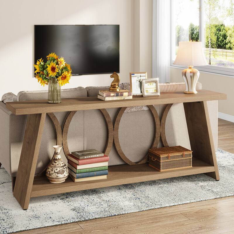 70.8 Inches Industrial Sofa Console Table with Storage for Living Room - 11.61" W x 70.8" L x 31.49"H