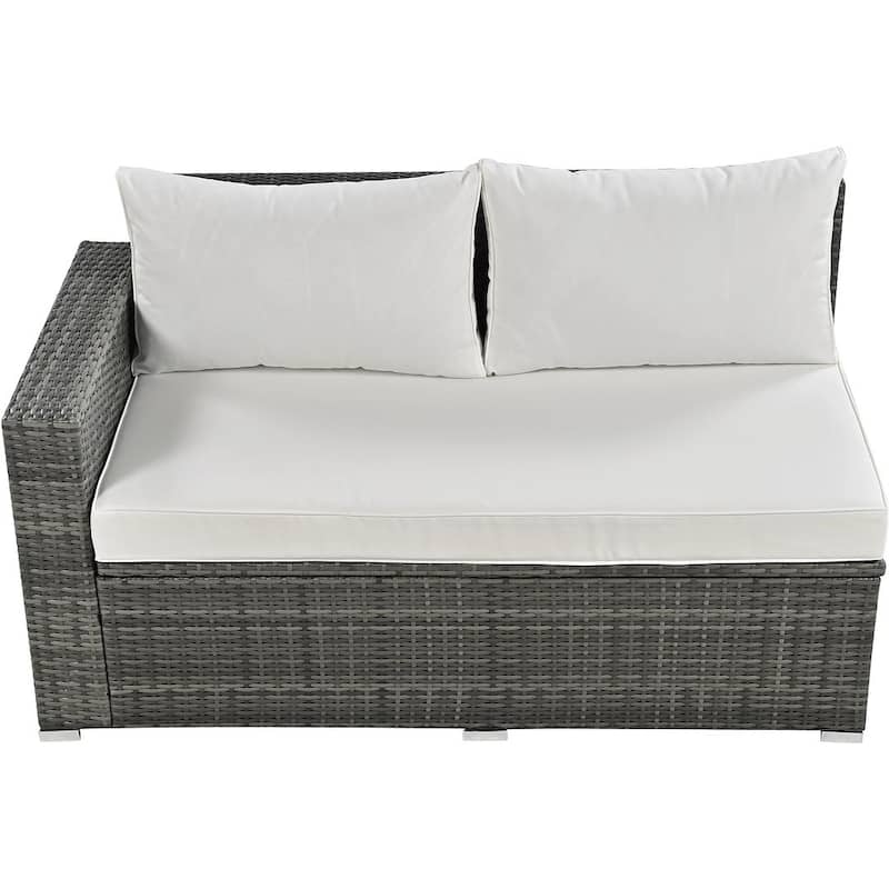 6-Piece PE Rattan Patio Sofa Set with Storage & Adjustable Seats