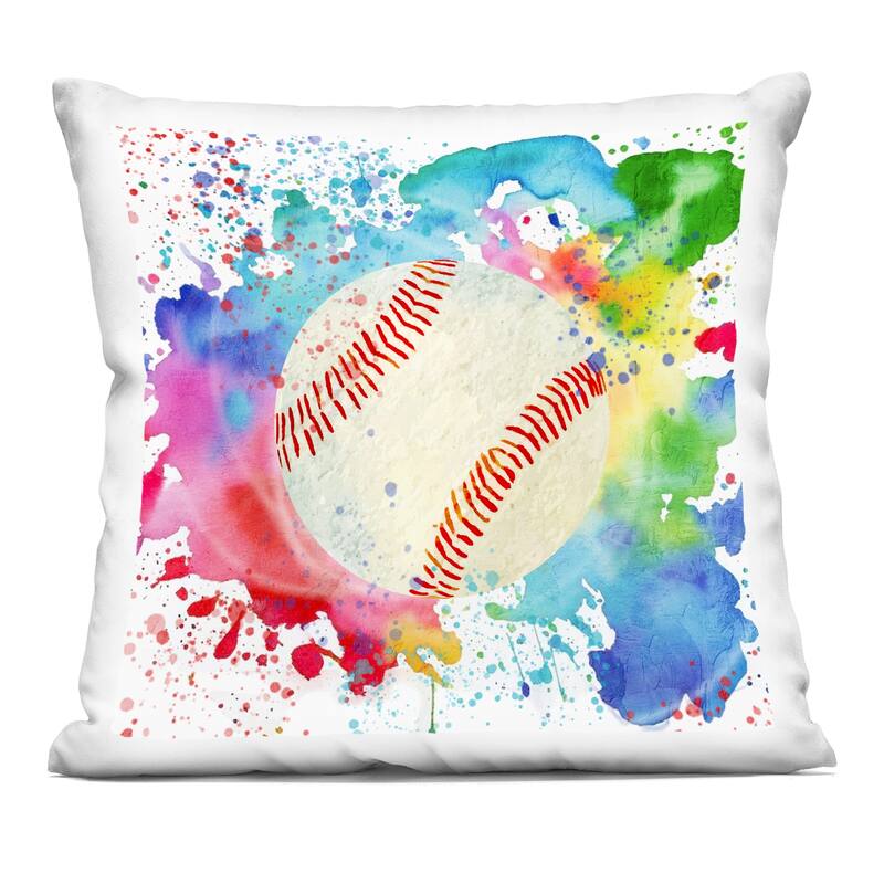 Stupell Soccer Sport Splash Decorative Printed Throw Pillow Design by Kim Allen - Accent - Polyester - Blue - Single