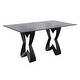 preview thumbnail 4 of 7, Furniture of America Helvetia Modern Black 58-inch Glass Top Dining Table